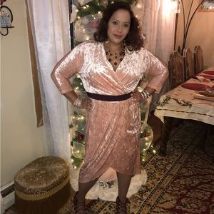 If you love pink this is it. Beautiful gorgeous velvet pink dress